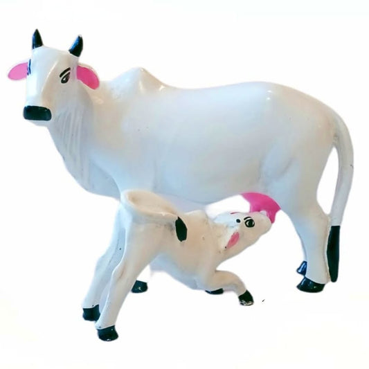 Kamdhenu Cow with bachda / calf - Resin Material