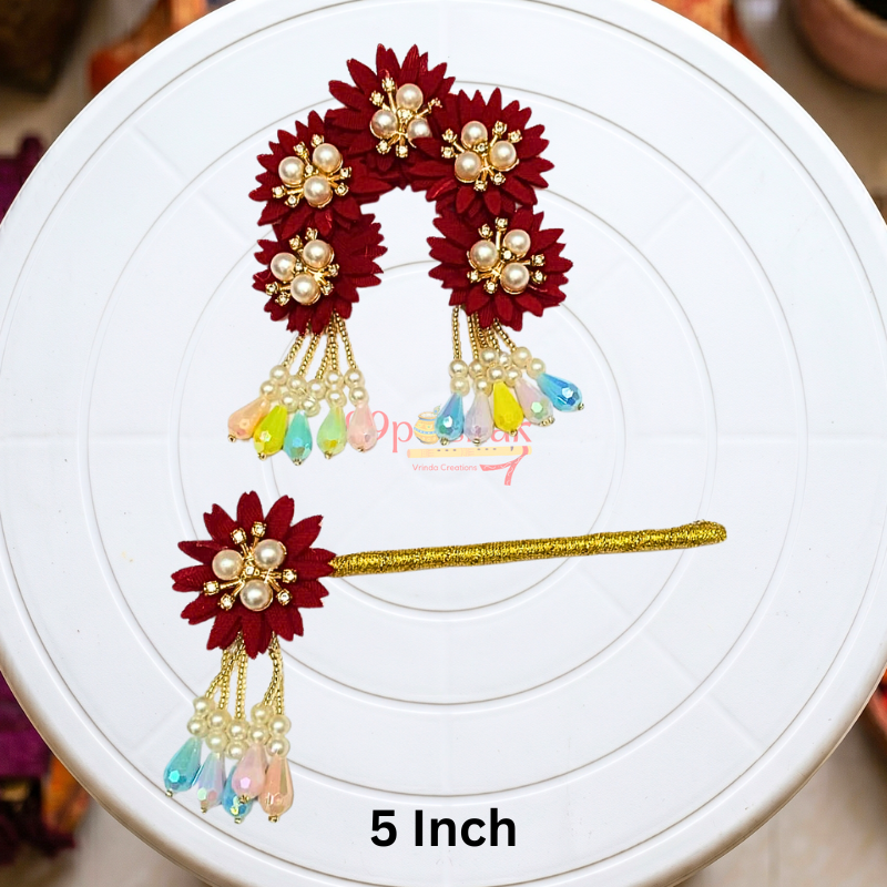 Laddu Gopal Chandrika and Matching Bansuri Set for Kanha Ji Shringar