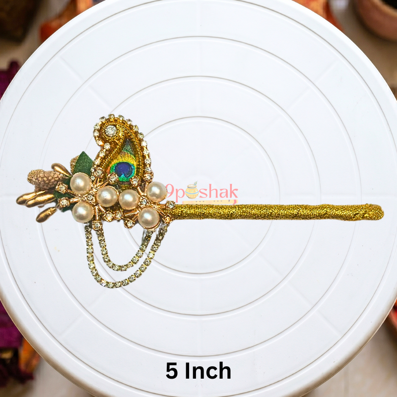 Premium Handmade Thakur Ji Bansuri with Golden Finish