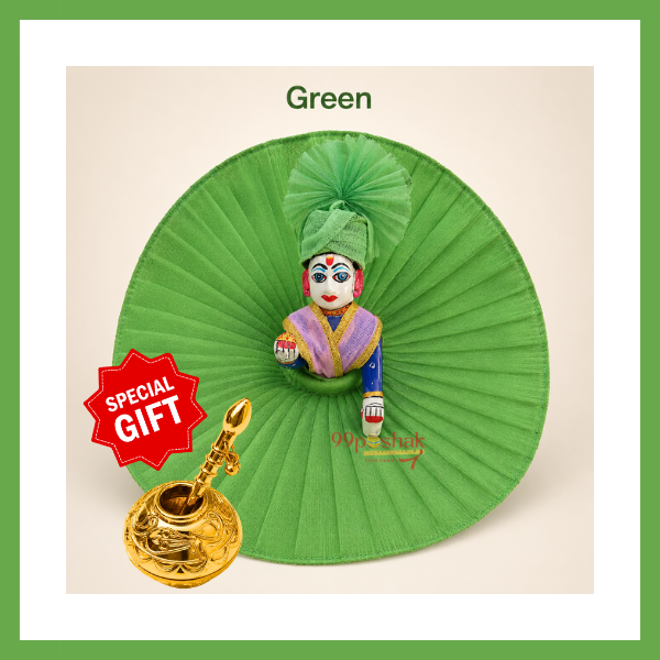 Janmashtami Special Laddu Gopal Plain Dress with Matching Pagdi & Makhan Matki - Green