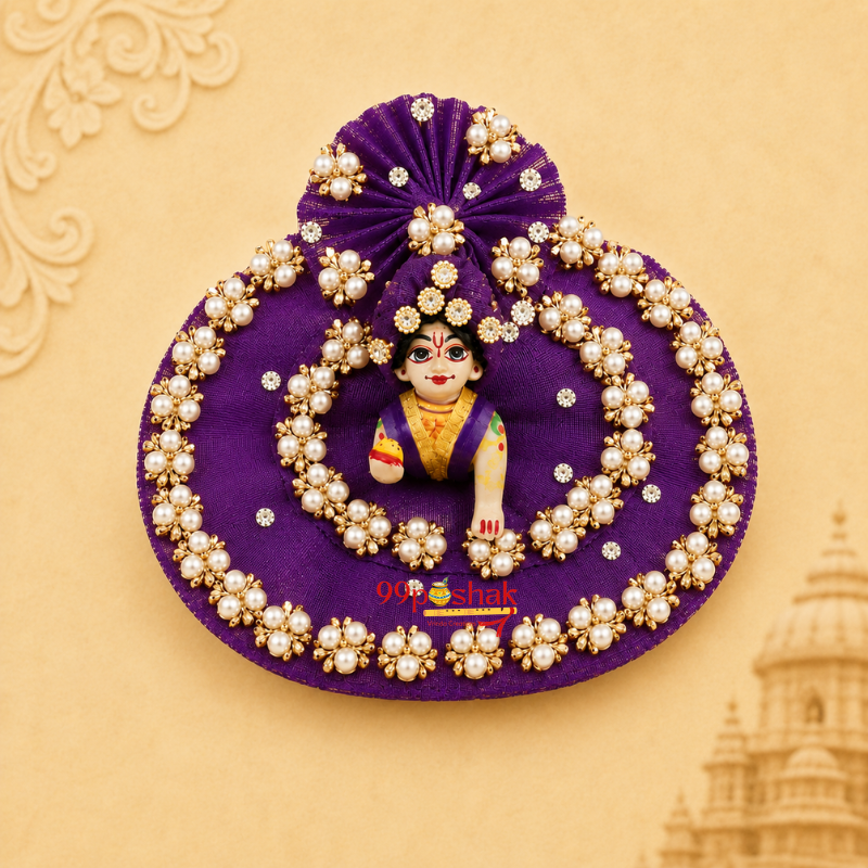 Designer Thakur Ji Heavy Poshak | Premium Laddu Gopal Dress for Janmashtami, Sharad Purnima & Religious Gifting Purple star