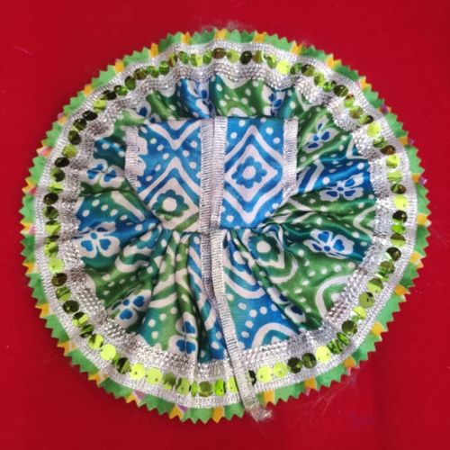 Laddu Gopal – Blue & Green Bandhani dress with Sequin Work