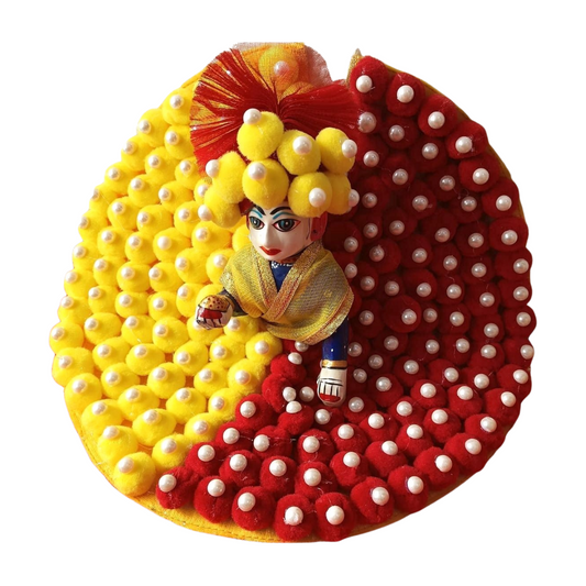 Yellow & Red Heavy Laddu Gopal Dress with Pagdi – Janmashtami Special