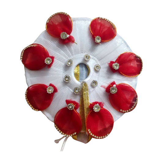White and Red Dress with Pagdi for Laddu Gopal ji