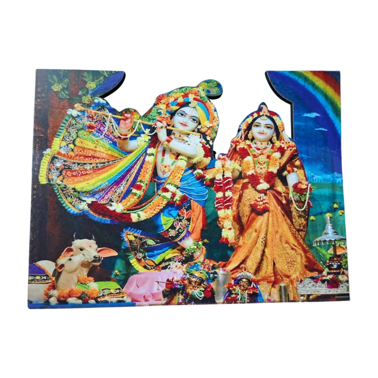 Wooden Cutouts for Laddu Gopal Ji Janmashtami Décor Radha Krishna (6Inch)