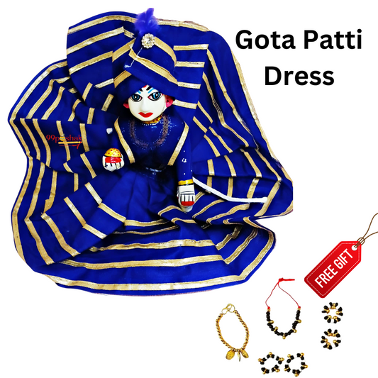 Laddu Gopal Gota Patti Blue Dress Free Najariya