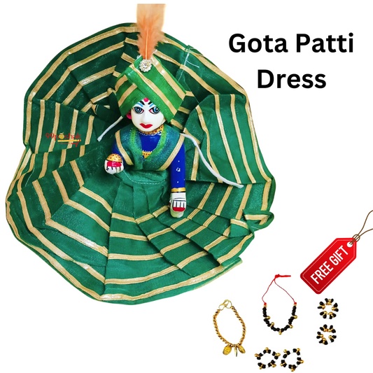 Laddu Gopal Gota Patti Green Dress Free Najariya