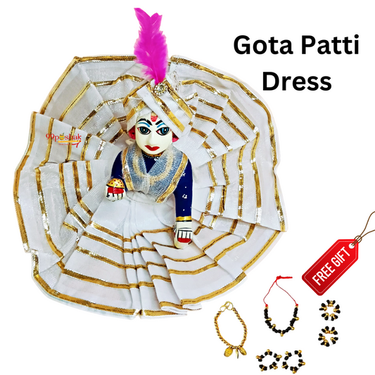 Laddu Gopal Gota Patti White Dress Free Najariya