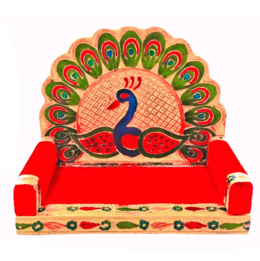 Red Velvet Singhasan Sofa for Laddu Gopal / Kanha Ji (Wooden)