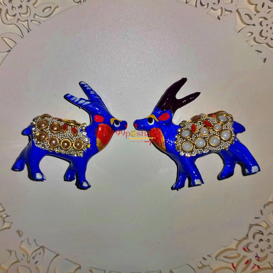 Metalic Meenakari Deer - Laddu Gopal Toy - Set of 2