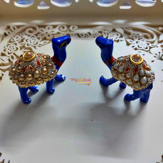 Metalic Meenakari Camel - Laddu Gopal Toy - Set of 2