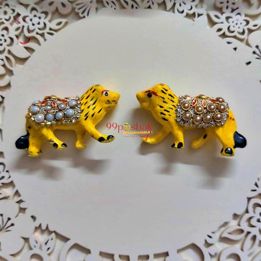 Metalic Meenakari Tiger - Laddu Gopal Toy - Set of 2