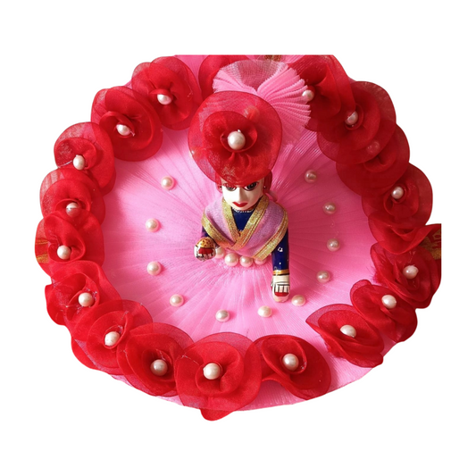 Janmashtmi special Pink & red Poshak with Pagdi for Laddu Gopal ji