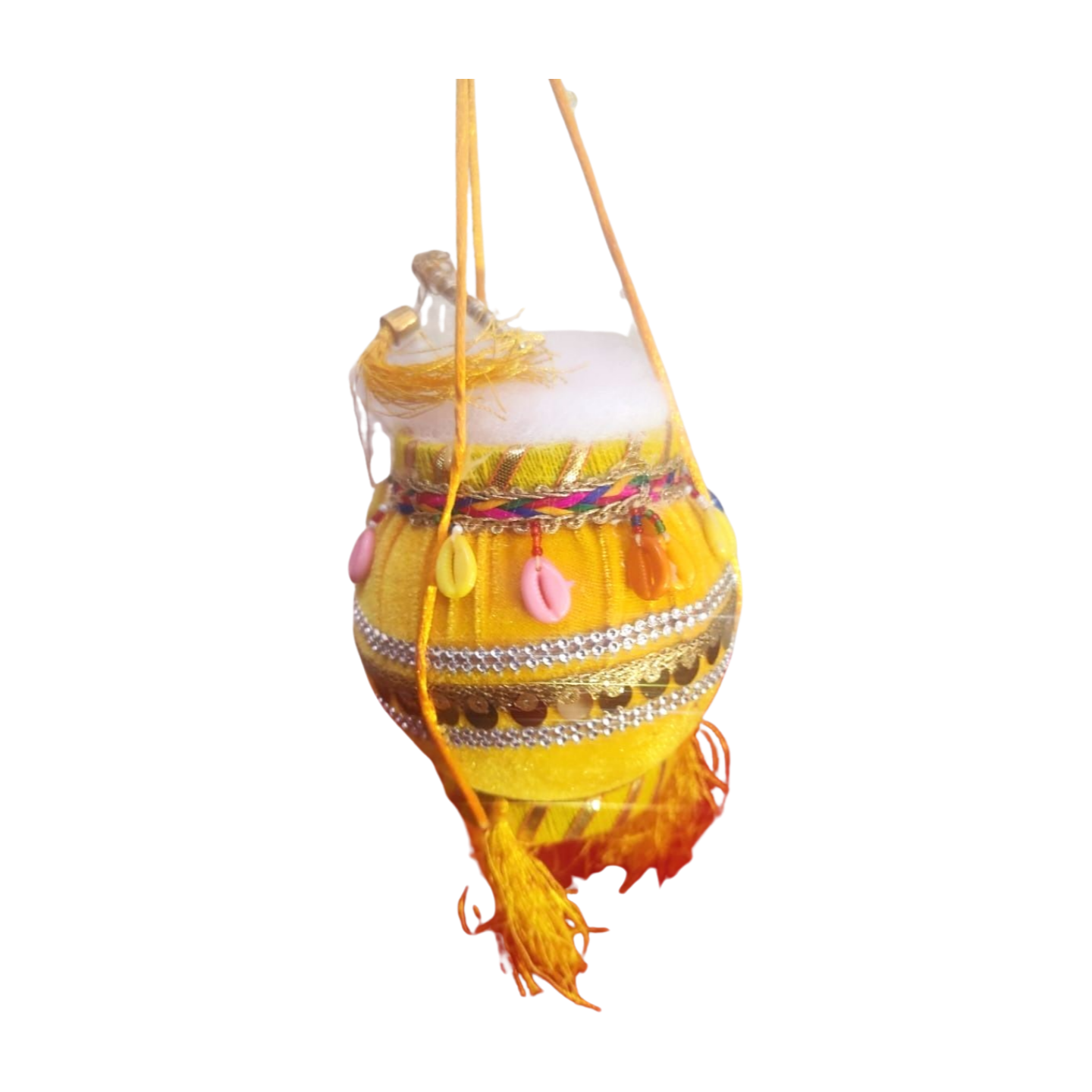 Yellow Hanging Dahi Handi for Laddu Gopal ji
