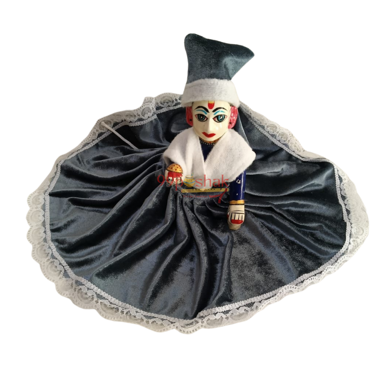 Laddu Gopal Woolen Velvet Dress with Lace - Single Pc - Random Color