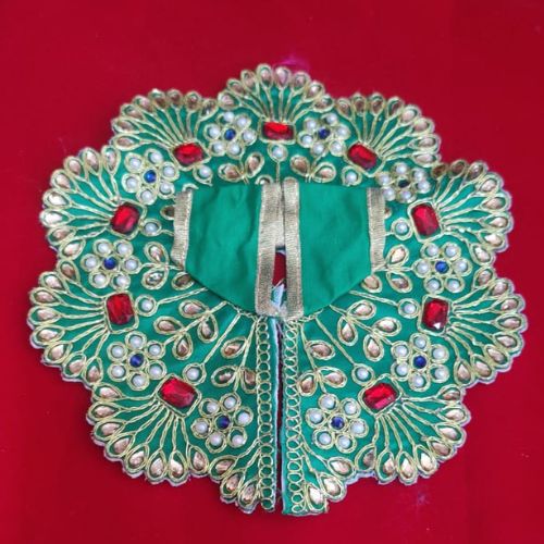 Emerald Green Stone-Studded Dress for Laddu Gopal