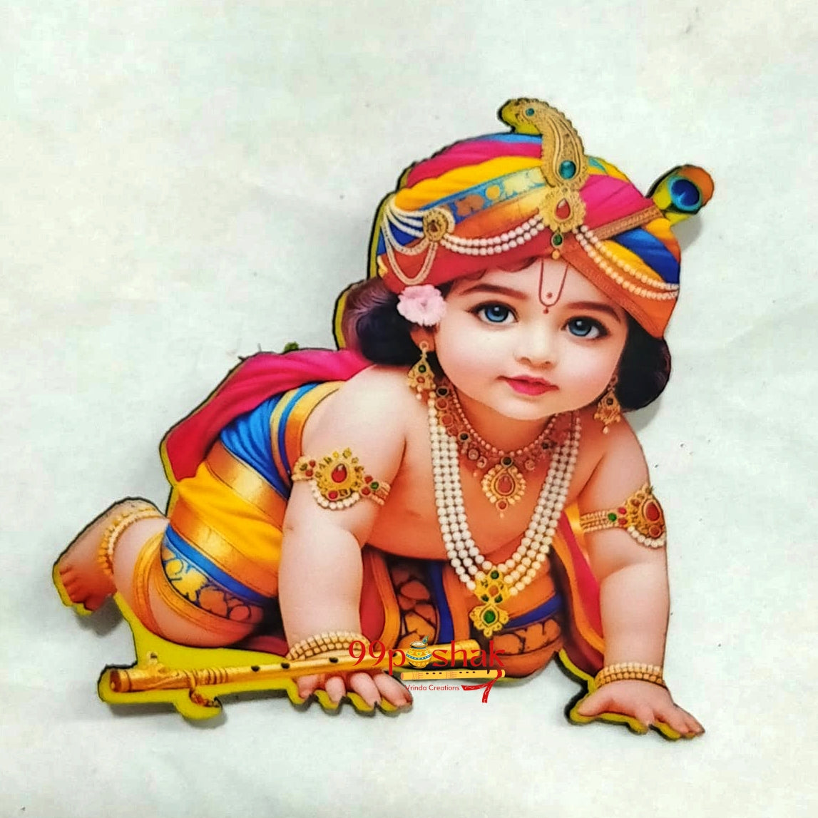 Kanha Bal Roop Premium MDF Wooden Fridge Magnet