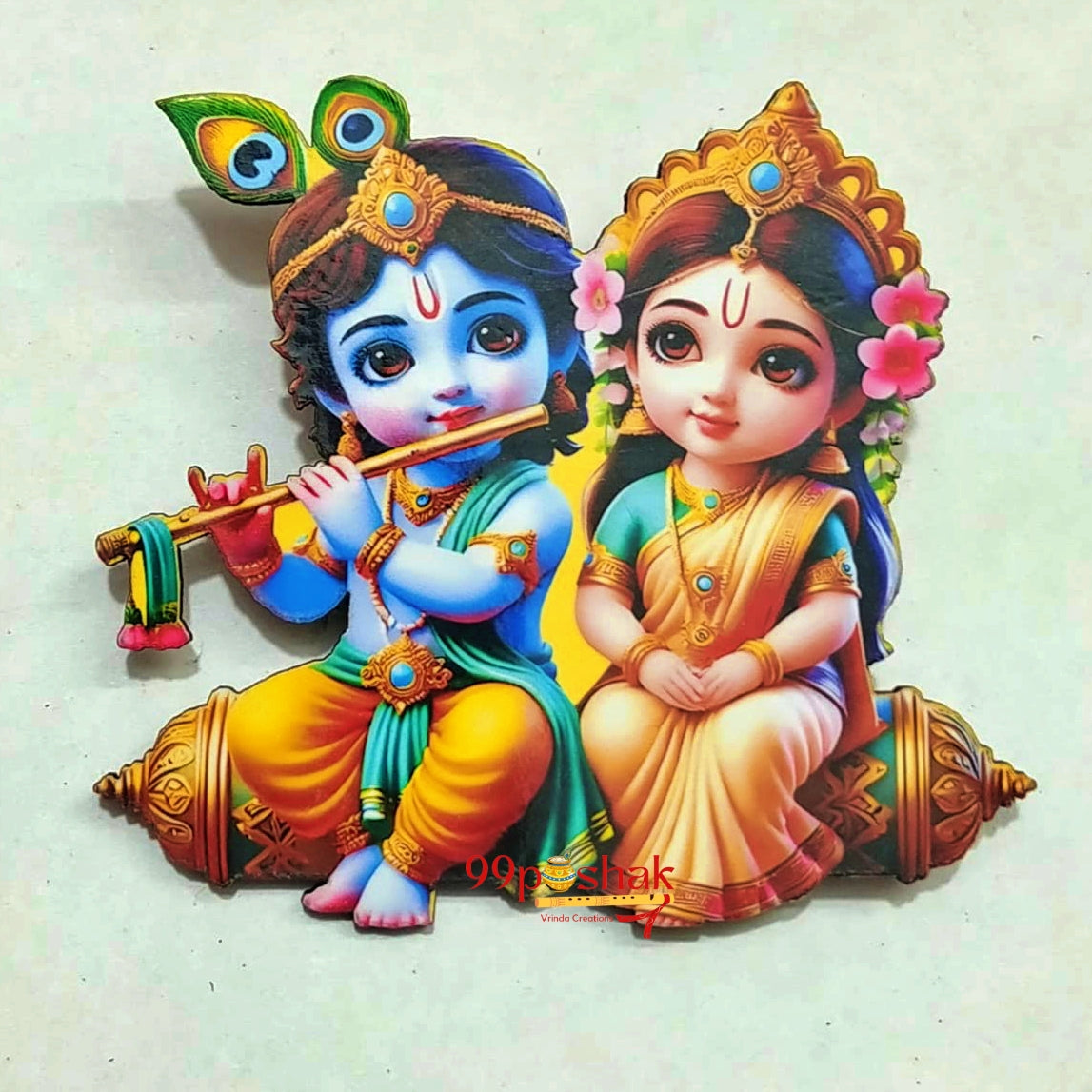 Radha Krishna MDF Wooden Fridge Magnet