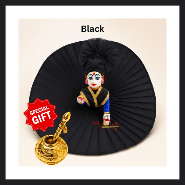 Janmashtami Special Laddu Gopal Plain Dress with Matching Pagdi & Makhan Matki - Black