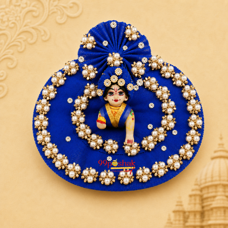 Exclusive Handmade Laddu Gopal Poshak | Beautiful Heavy Work Kanha Ji Dress for Govardhan Puja & Festive Shringar Blue Star