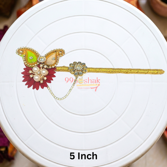 Handmade Laddu Gopal Bansuri with Golden Stick for Bal Gopal Shringar