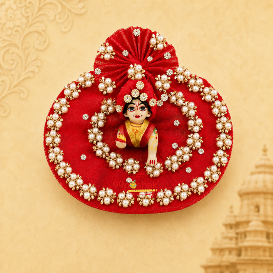 Beautiful Laddu Gopal Heavy Poshak | Premium Designer Thakur Ji Dress for Radhashtami, Janmashtami & Temple Shringar Red Star