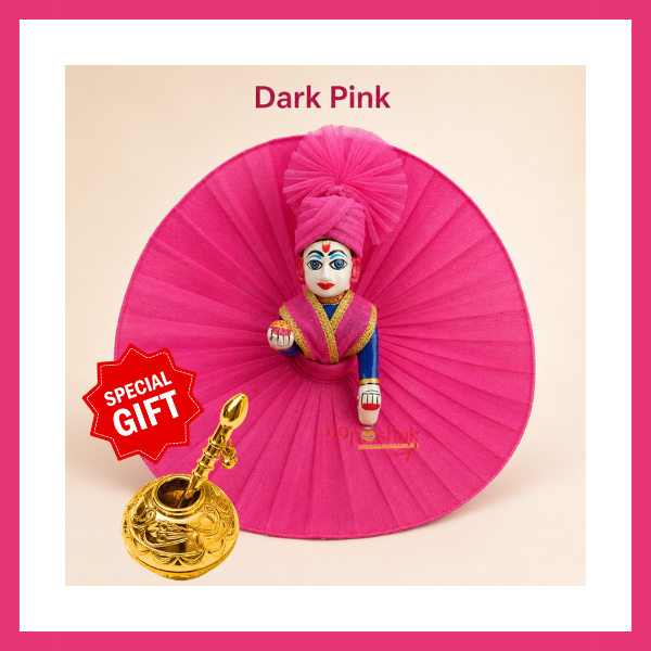 Janmashtami Special Laddu Gopal Plain Dress with Matching Pagdi & Makhan Matki - Dark Pink