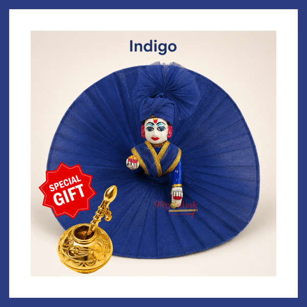 Janmashtami Special Laddu Gopal Plain Dress with Matching Pagdi & Makhan Matki - Navy Blue