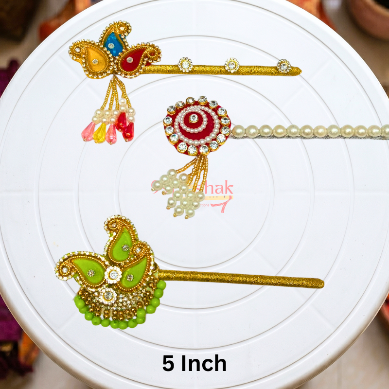 Laddu Gopal Handmade Bansuri Combo Pack of 3 for Bal Gopal Shringar