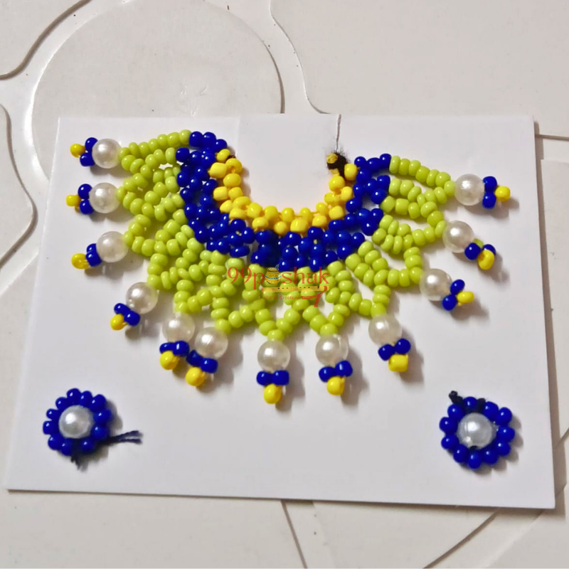 Laddu Gopal Special Moti Mala Green Blue with Earrings