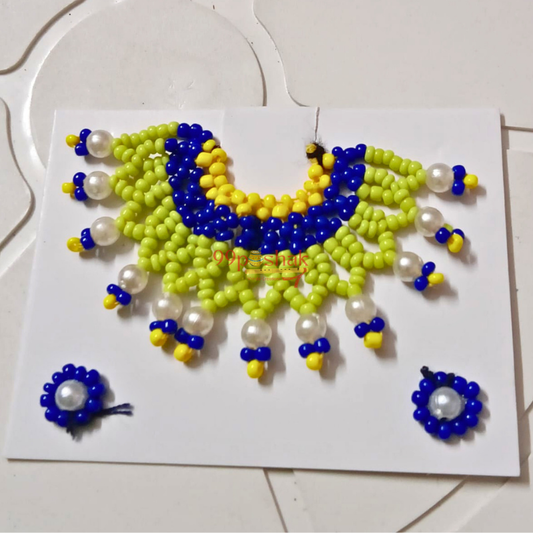 Laddu Gopal Special Moti Mala Green Blue with Earrings