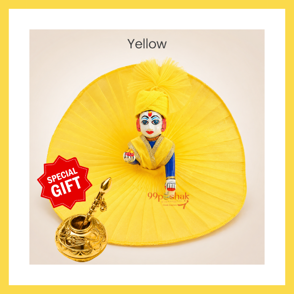 Janmashtami Special Laddu Gopal Plain Dress with Matching Pagdi & Makhan Matki - Yellow
