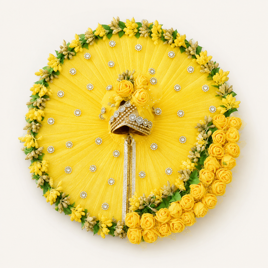 Premium Radha Krishna Shringar Poshak | Heavy Handmade Laddu Gopal Dress for Festival & Religious Gifting Yellow