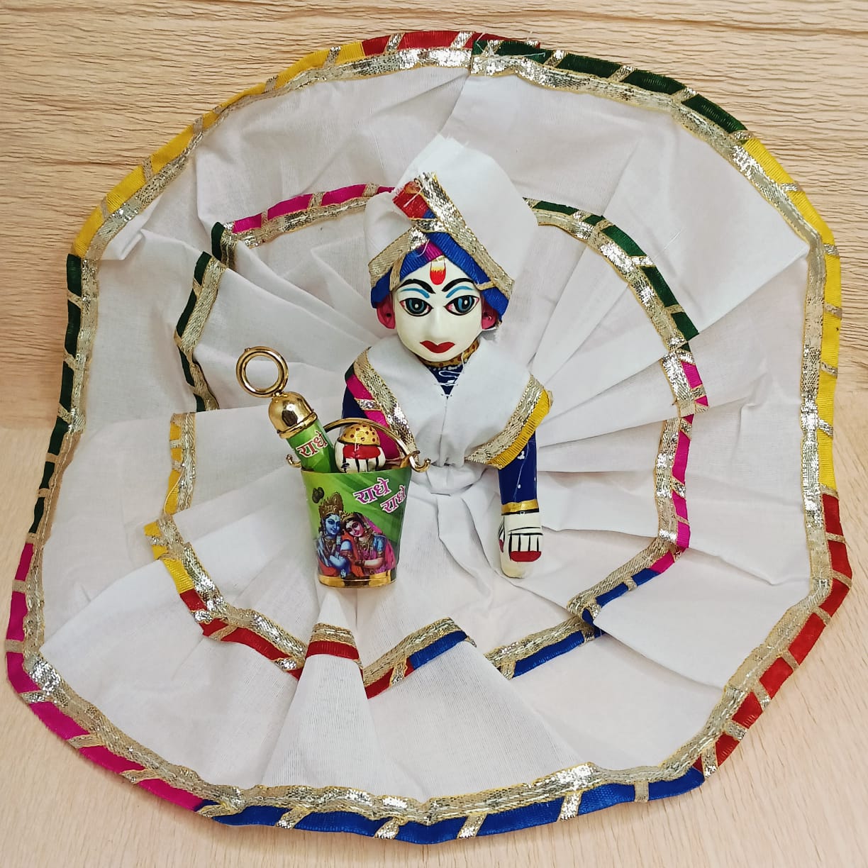 Laddu Gopal Holi Dress White - Free Balti Pichkari