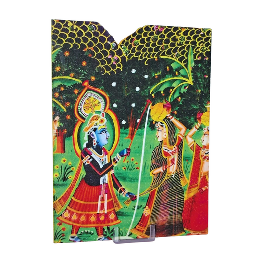 Laddu Gopal Ji Janmashtami Wooden Decoration Cutouts Radha Krishna (6Inch)