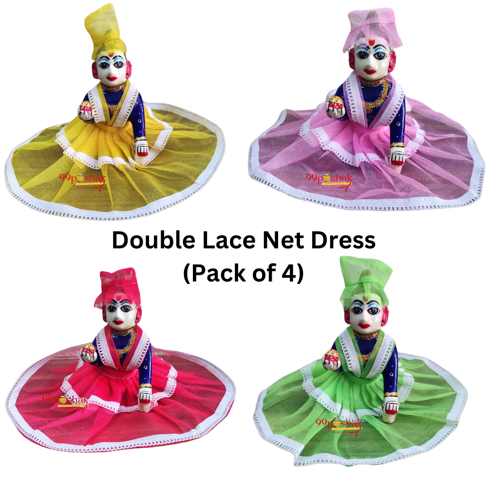 Laddu Gopal Double Lace Net Dress Summer Pack of 4