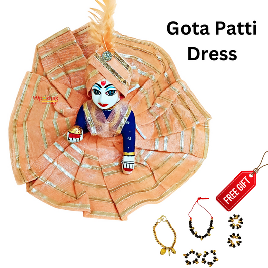 Laddu Gopal Gota Patti Orange Dress Free Najariya