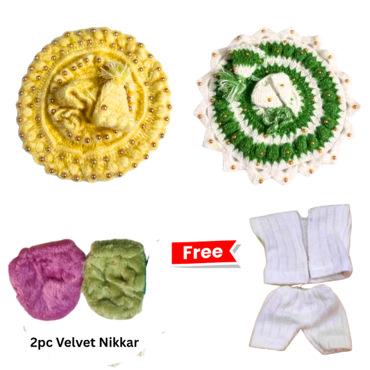 Laddu Gopal Winter Moti Pearl Woolen Sweater Dress Free White Innerwear & Nikkar