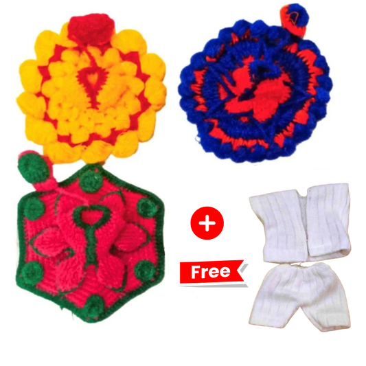 Laddu Gopal Winter Plain Woolen Sweater Dress Free White Innerwear