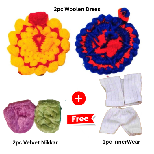 Laddu Gopal Winter Woolen Sweater Dress Free White Innerwear & Nikkar