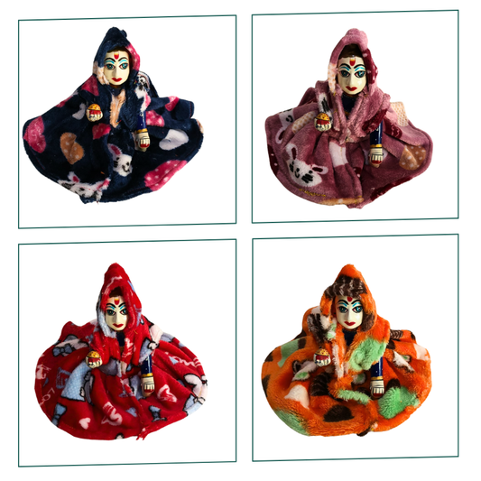 Laddu Gopal Woolen Hooded Dress Blanket Style Wrap Pack of 4