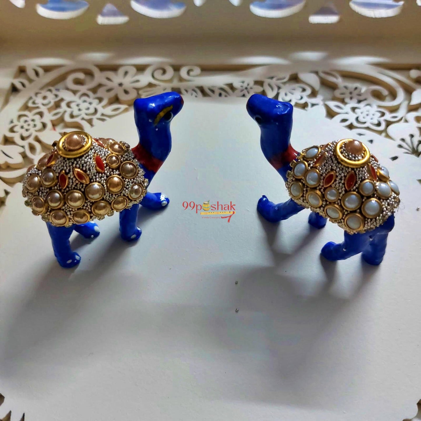 Metalic Meenakari Camel - Laddu Gopal Toy - Set of 2