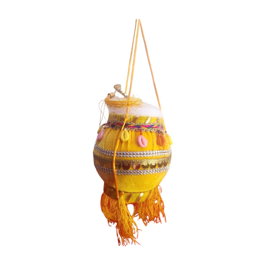 Yellow Hanging Dahi Handi for Laddu Gopal ji
