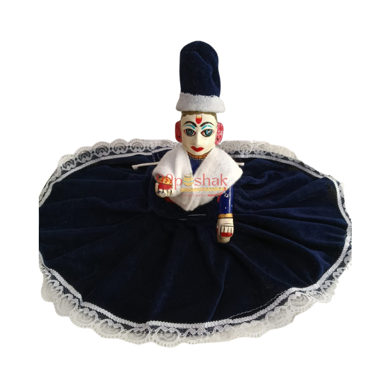 Laddu Gopal Woolen Velvet Dress with Lace - Single Pc - Random Color