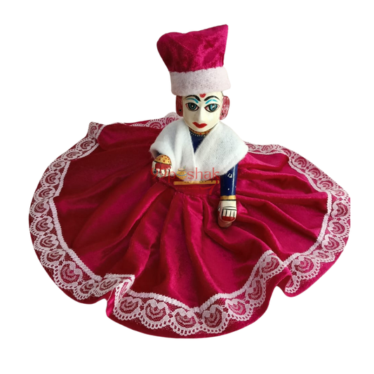 Laddu Gopal Woolen Velvet Dress with Lace - Single Pc - Random Color