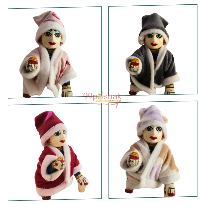 Laddu Gopal Winter Velvet Night Suit - Mix Color