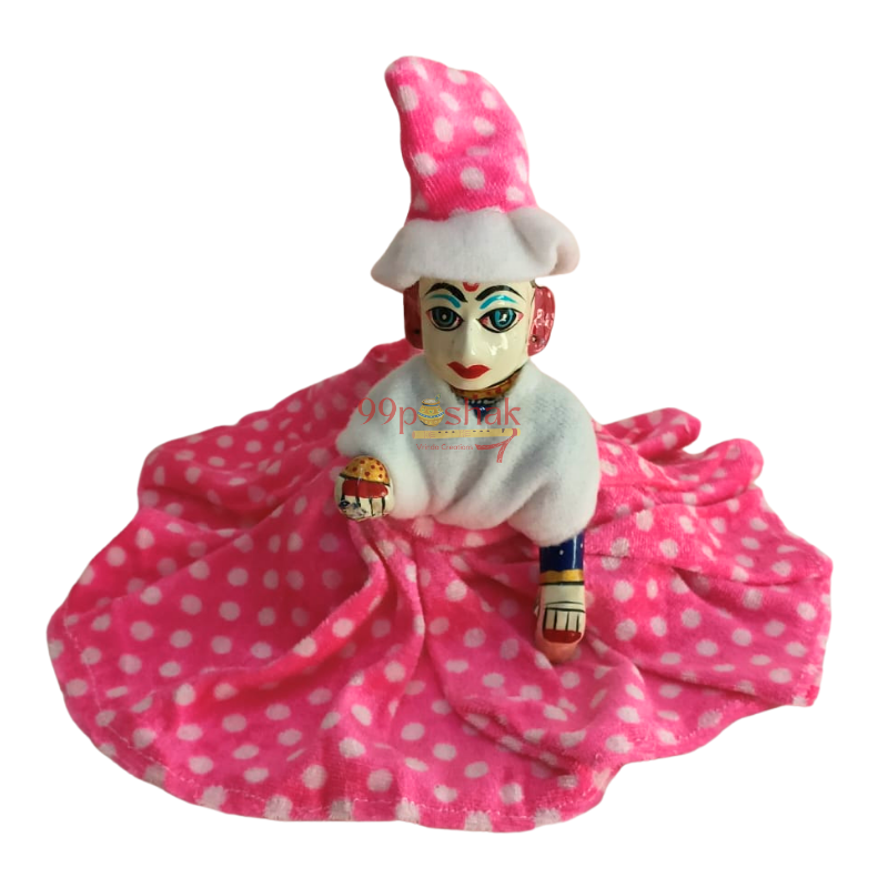 Winter Velvet Dotted Print Poshak – Laddu Gopal – Single Pc – Random Color