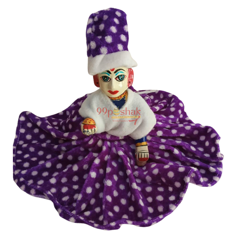 Winter Velvet Dotted Print Poshak – Laddu Gopal – Single Pc – Random Color