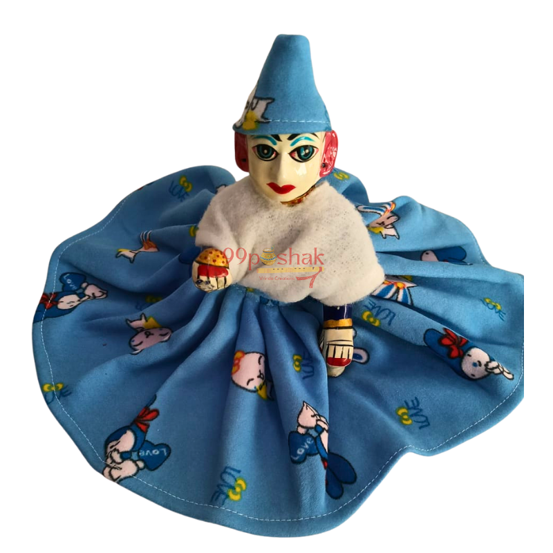 Laddu Gopal Velvet Cartoon Print Dress – Single Pc – Random Color