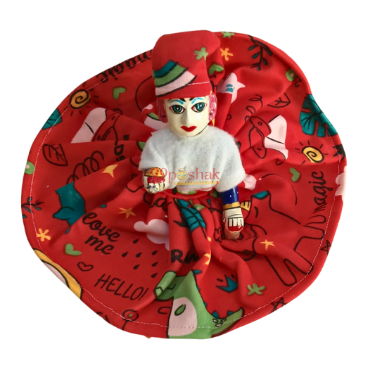 Laddu Gopal Velvet Cartoon Print Dress – Single Pc – Random Color